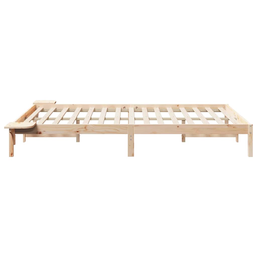 Sengestel med sideborde Naturfarvet 160 x 210 cm