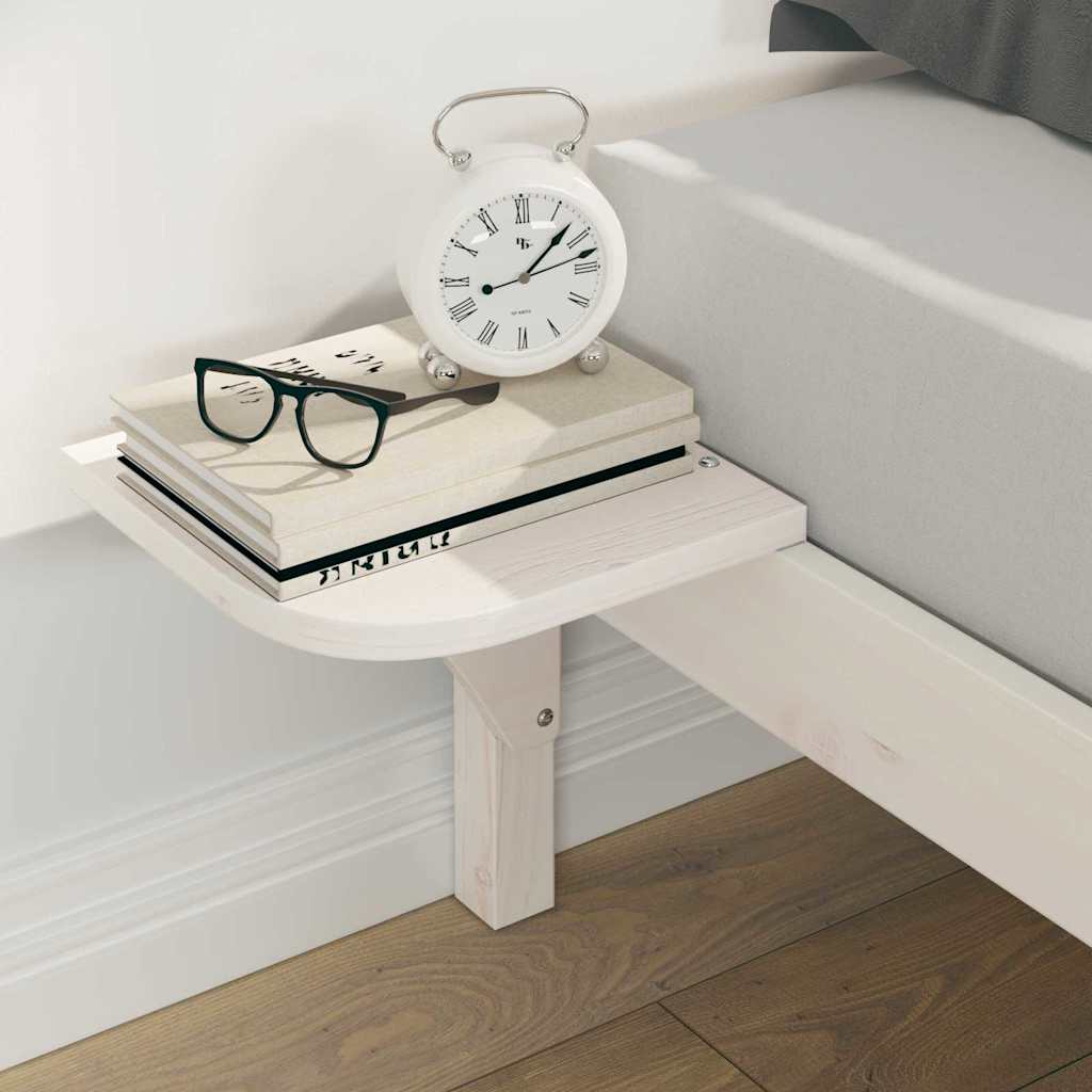 Sengestel med sideborde Hvid 160 x 210 cm Massiv fyrretræ