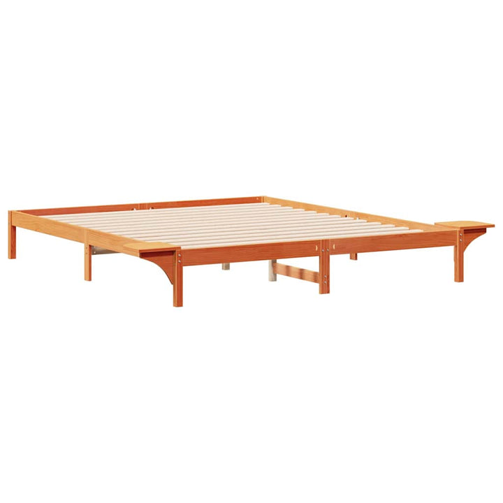 Sengestel med sideborde Voks brun 180 x 210 cm Massiv fyrretræ