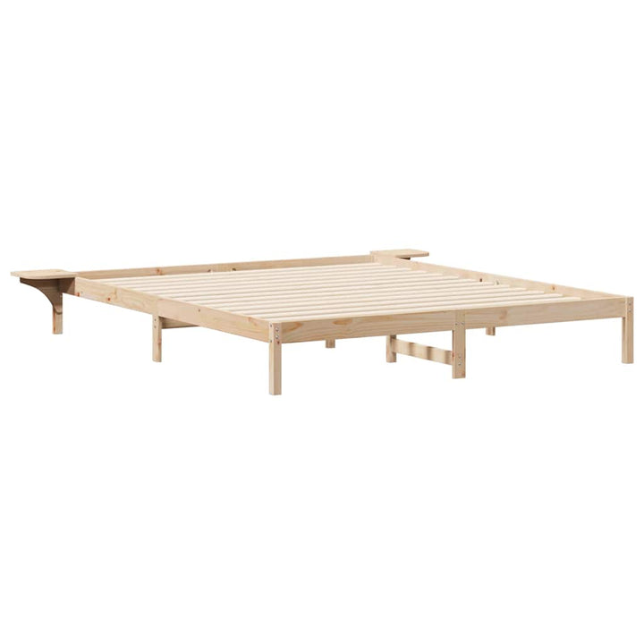 Sengestel med sideborde Naturfarvet 200 x 210 cm