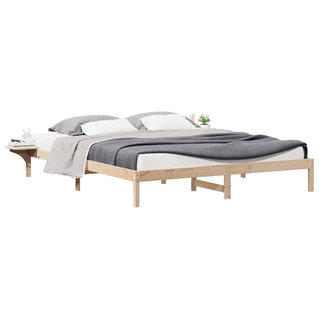 Sengestel med sideborde Naturfarvet 200 x 210 cm