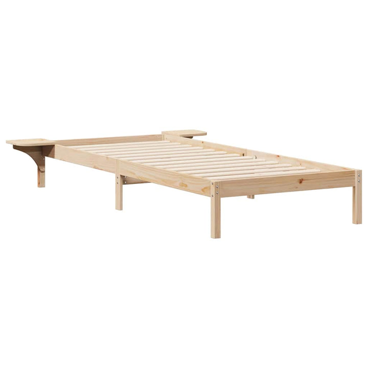 Sengestel med sideborde Naturfarvet 80 x 220 cm Massiv fyrretræ