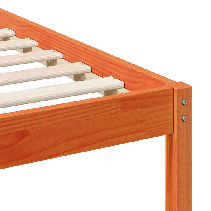 Sengestel med sideborde Voks brun 90 x 220 cm Massiv fyrretræ