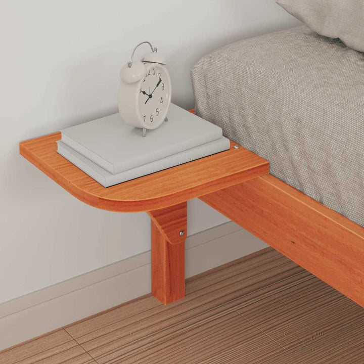 Sengestel med sideborde Voks brun 90 x 220 cm Massiv fyrretræ