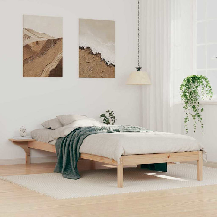 Sengestel med sideborde Naturfarvet 100 x 220 cm