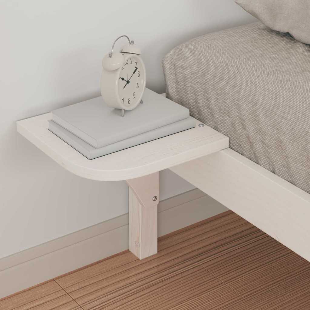 Sengestel med sideborde Hvid 100 x 220 cm Massiv fyrretræ