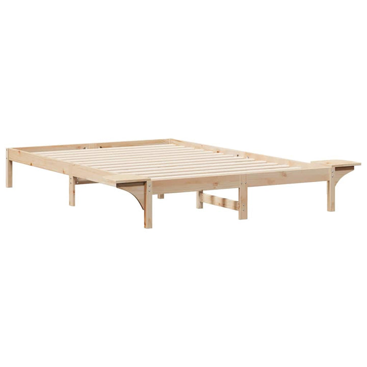 Sengestel med sideborde Naturfarvet 140 x 220 cm