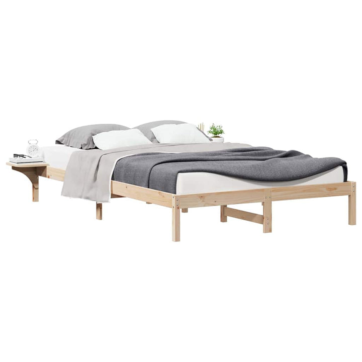 Sengestel med sideborde Naturfarvet 140 x 220 cm