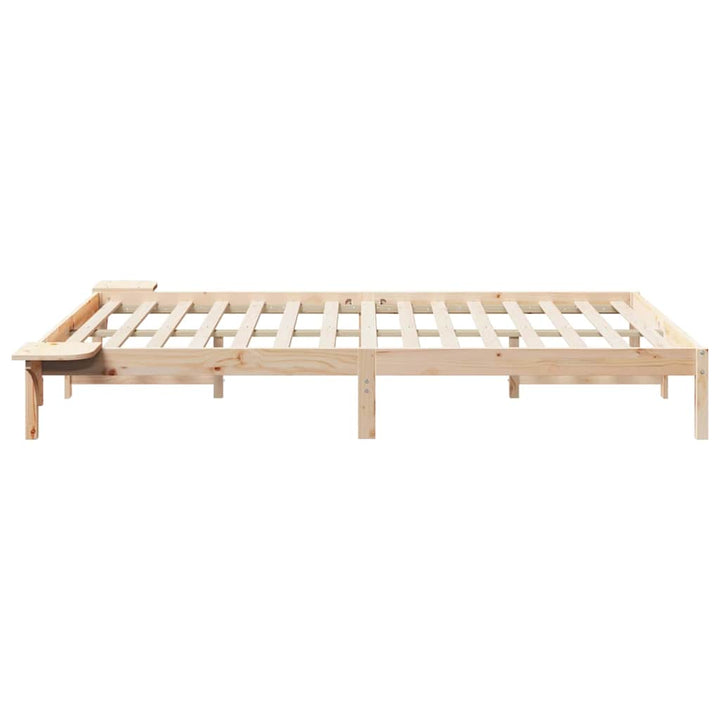 Sengestel med sideborde Naturfarvet 140 x 220 cm