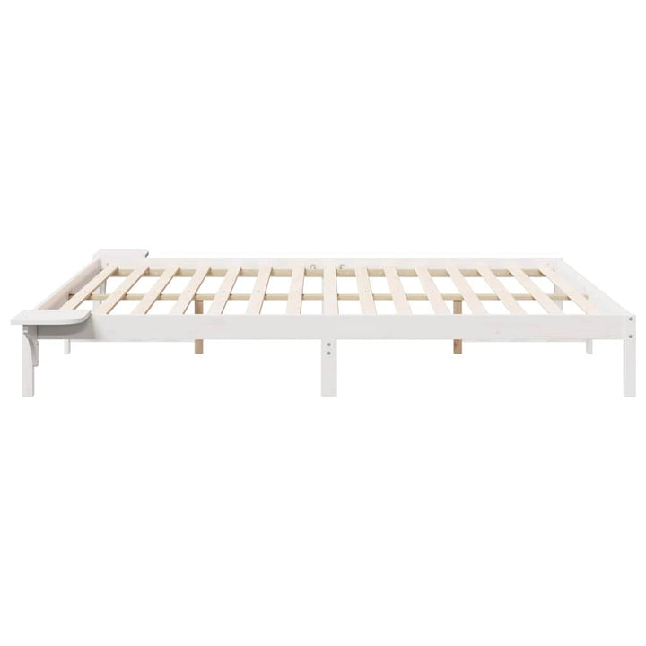 Sengestel med sideborde Hvid 180 x 220 cm Massiv fyrretræ