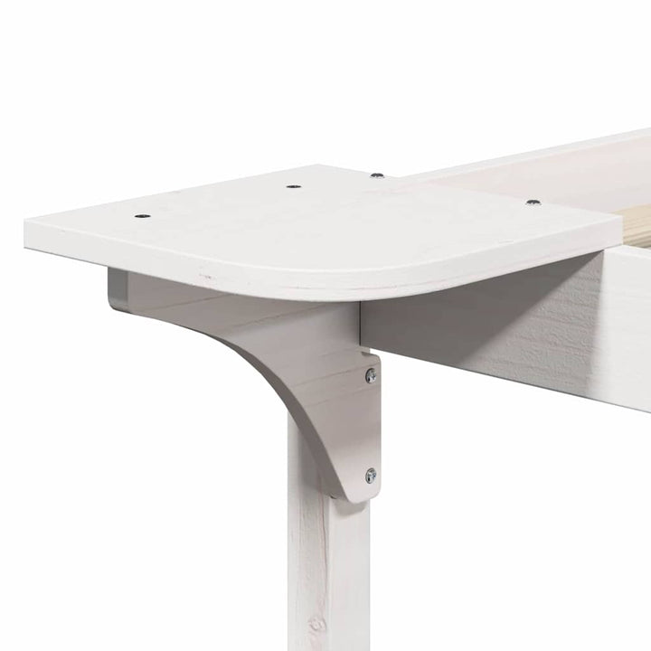 Sengestel med sideborde Hvid 200 x 220 cm Massiv fyrretræ