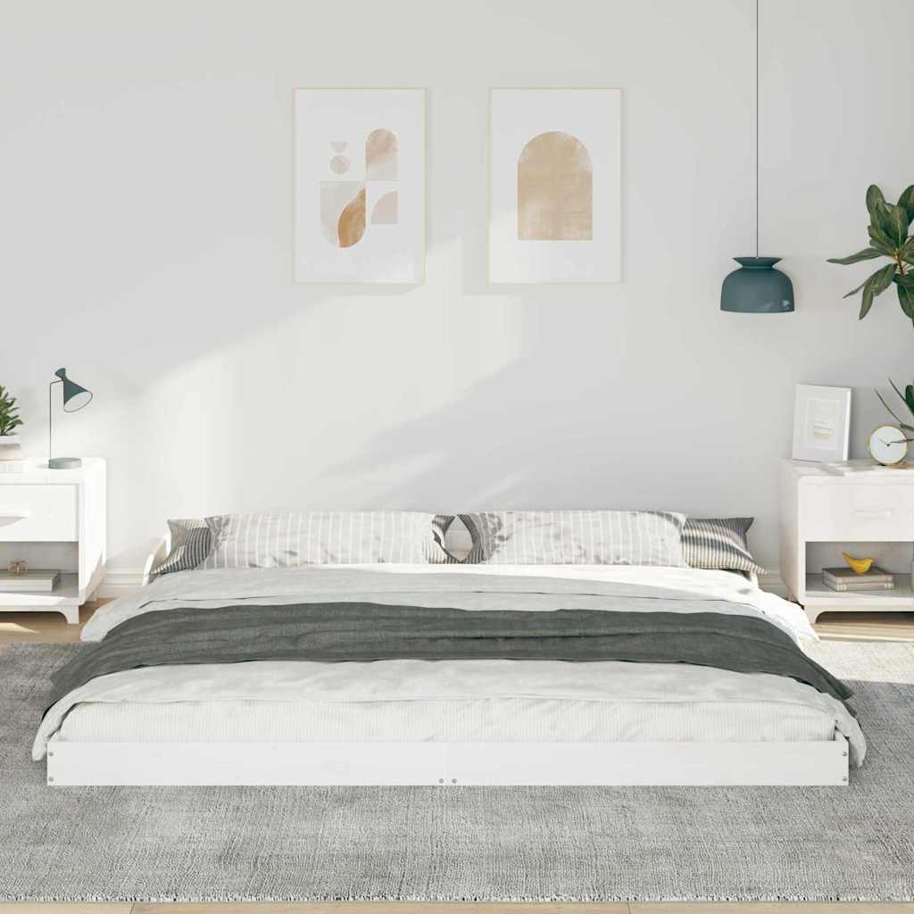 Sengestel Hvid 200 x 200 cm Massiv fyrretræ