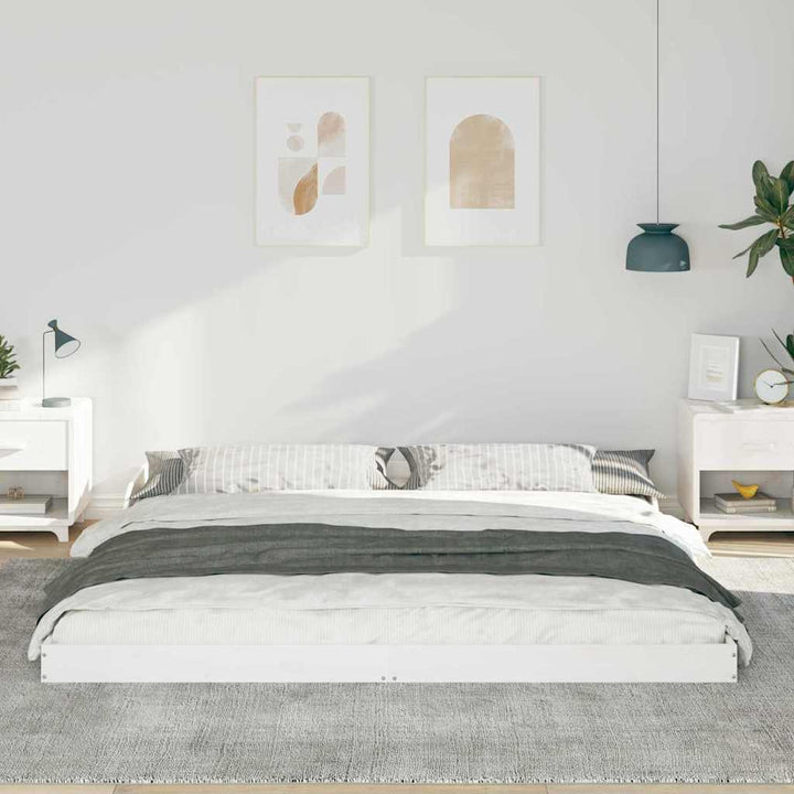 Sengestel Hvid 200 x 200 cm Massiv fyrretræ