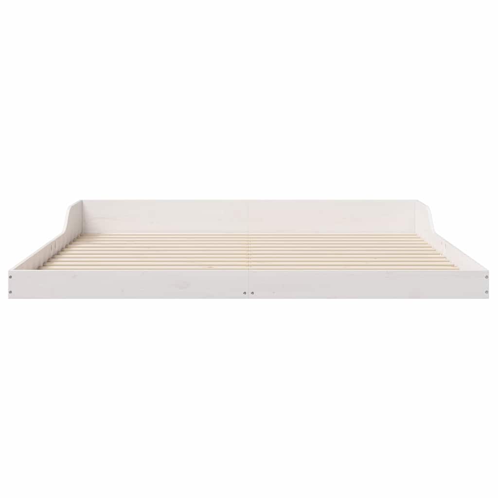 Sengestel Hvid 200 x 200 cm Massiv fyrretræ