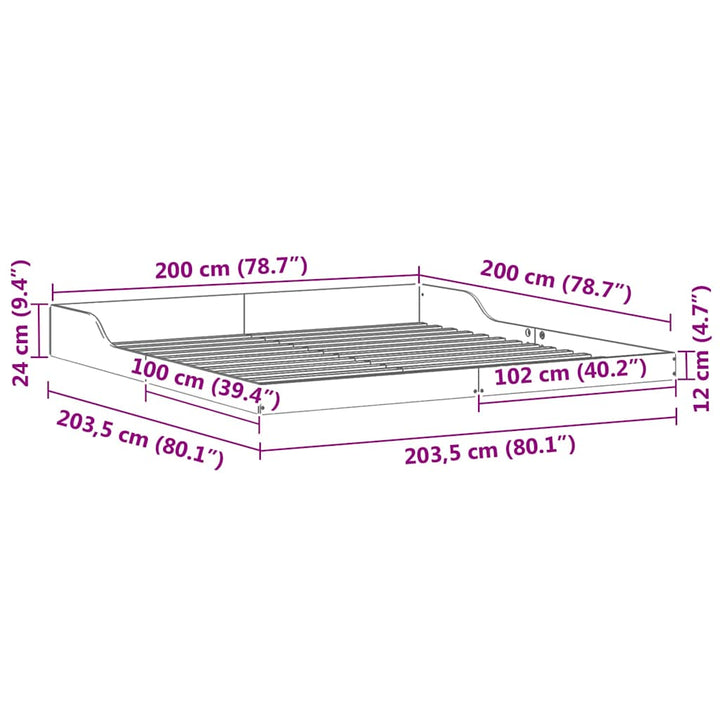 Sengestel Voks brun 200 x 200 cm Massiv fyrretræ