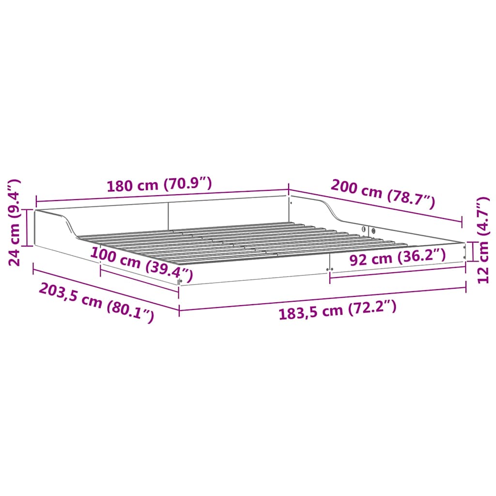 Sengestel Voks brun 180 x 200 cm Massiv fyrretræ