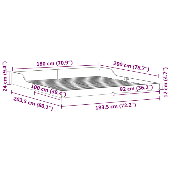 Sengestel Voks brun 180 x 200 cm Massiv fyrretræ
