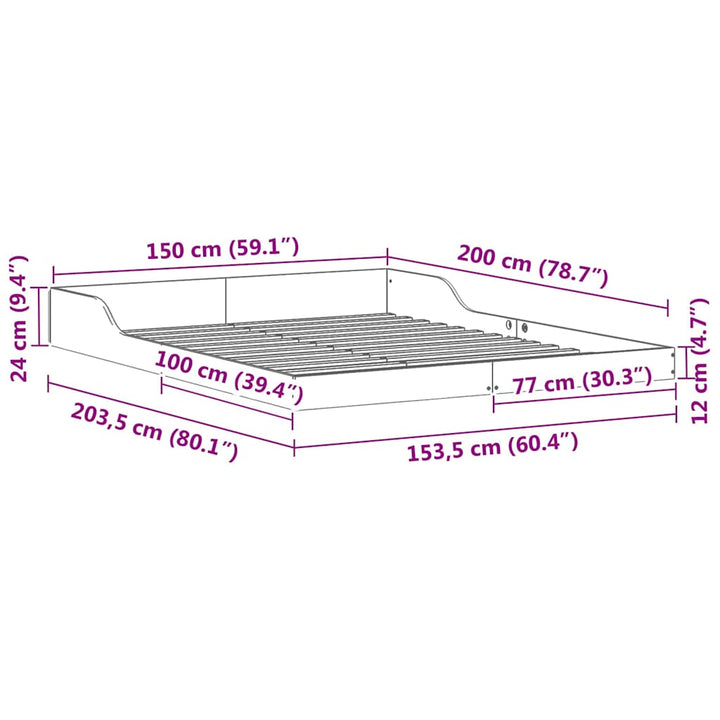 Sengestel Brun 150 x 200 cm Massiv fyrretræ
