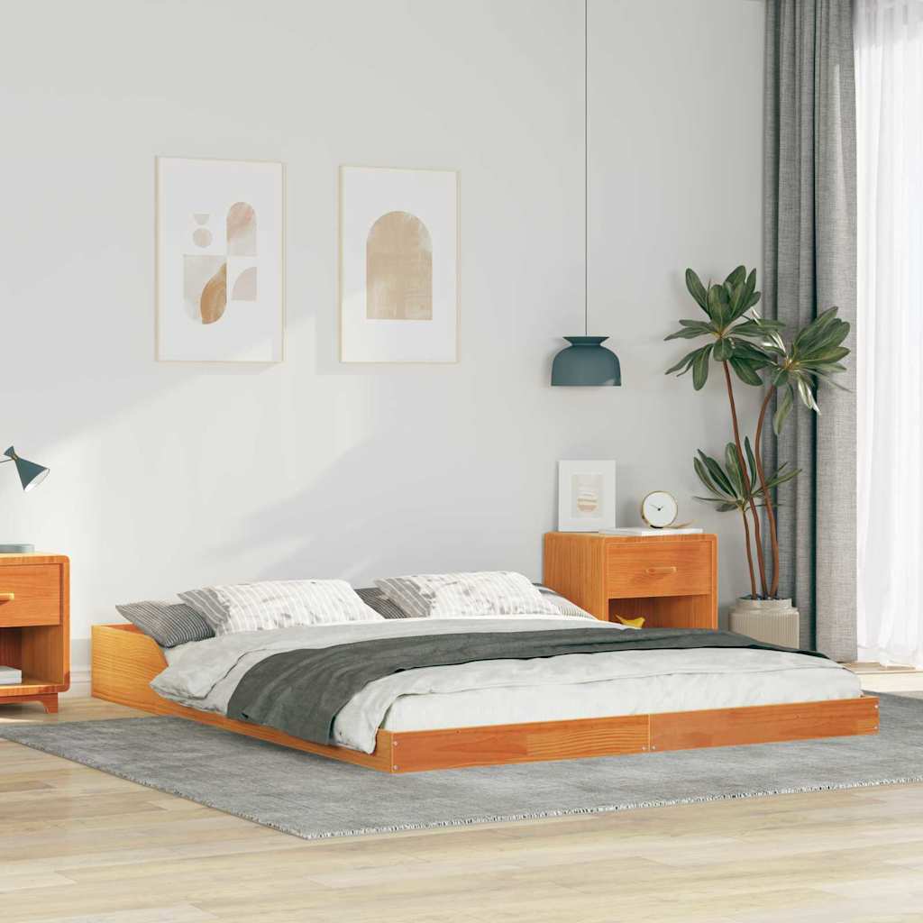 Sengestel Voks brun 150 x 200 cm Massiv fyrretræ