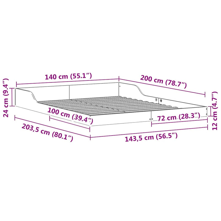 Sengestel Voks brun 140 x 200 cm Massiv fyrretræ