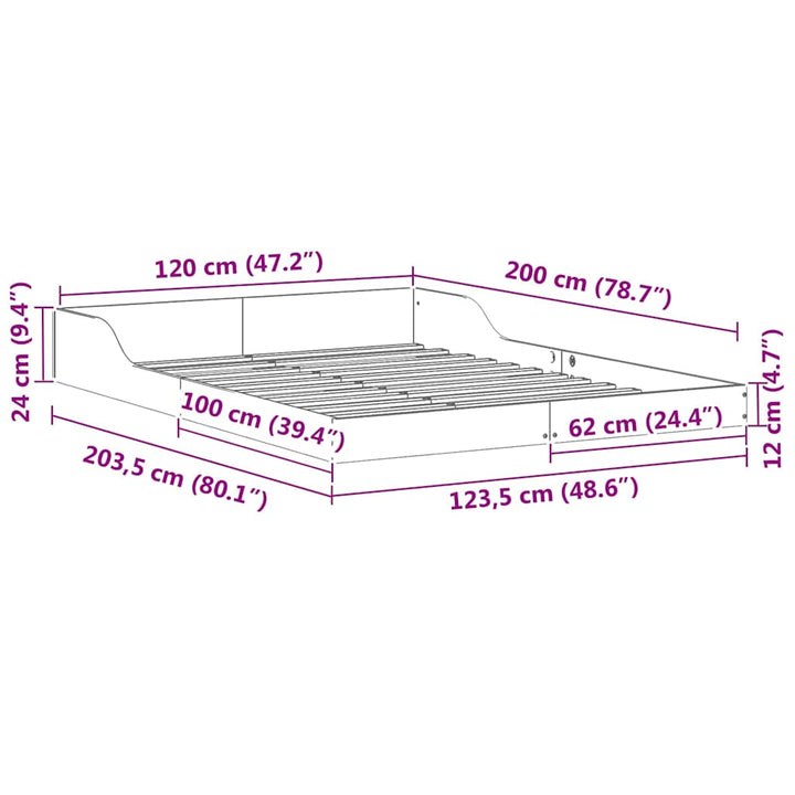 Sengestel Voks brun 120 x 200 cm Massiv fyrretræ