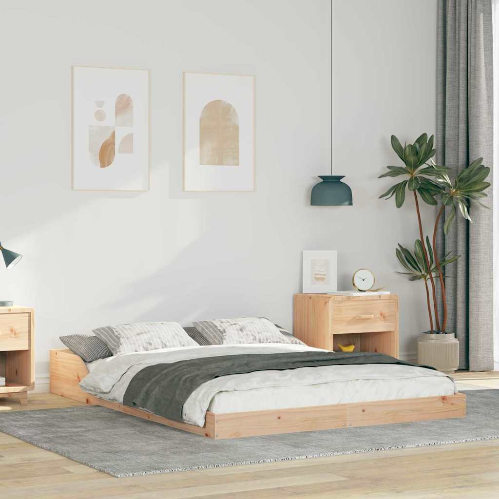 Sengestel Brun 140 x 190 cm Massiv fyrretræ