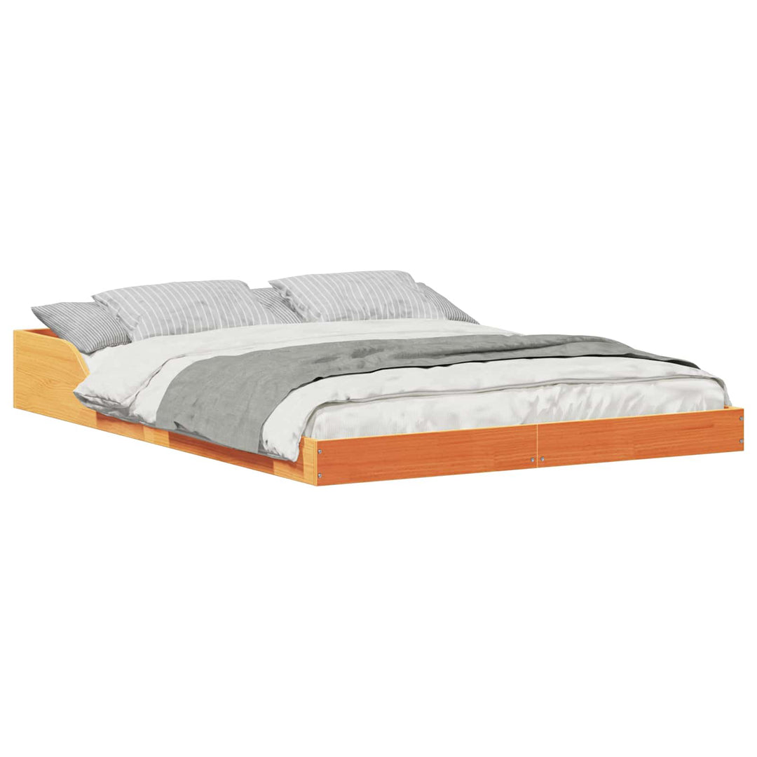 Sengestel Voks brun 135 x 190 cm Massiv fyrretræ