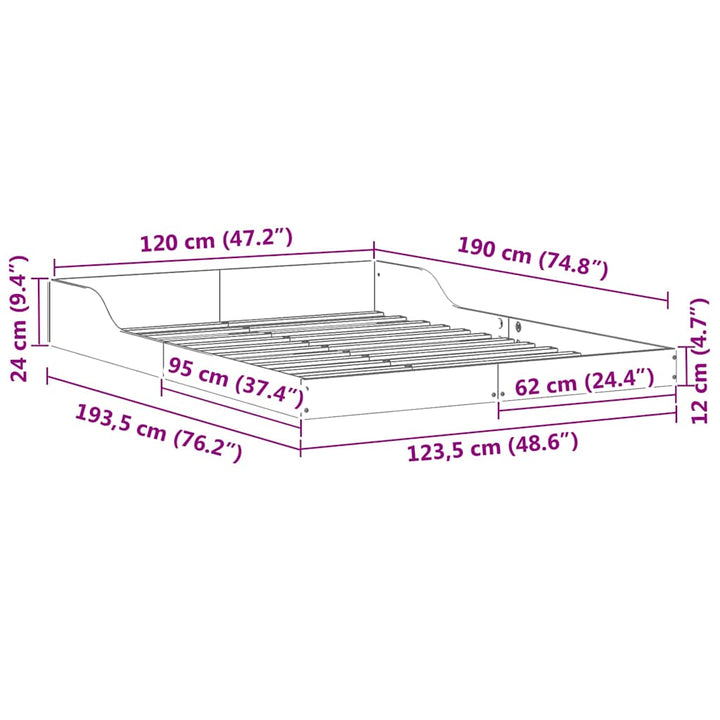 Sengestel Voks brun 120 x 190 cm Massiv fyrretræ