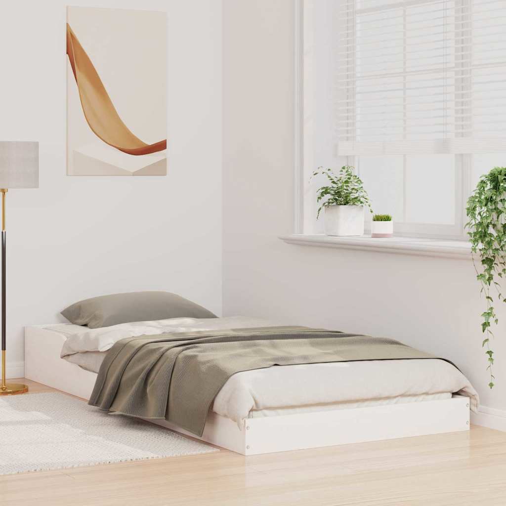 Sengestel Hvid 90 x 200 cm Massiv fyrretræ