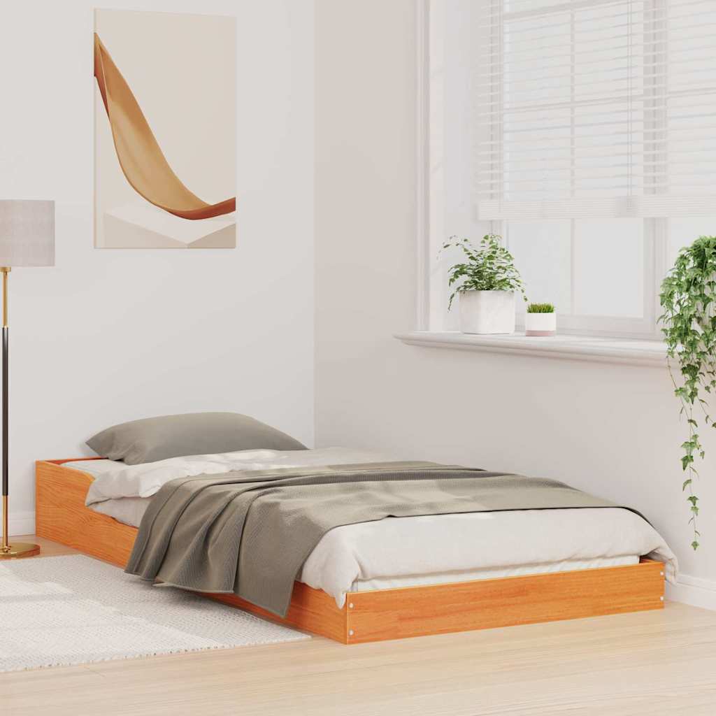 Sengestel Voks brun 100 x 210 cm Massiv fyrretræ