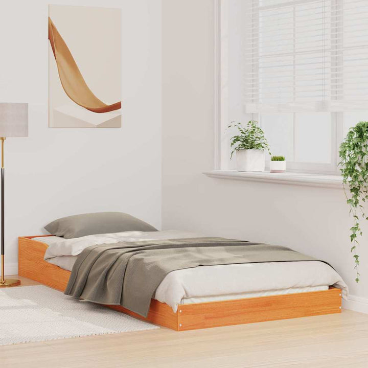 Sengestel Voks brun 100 x 210 cm Massiv fyrretræ