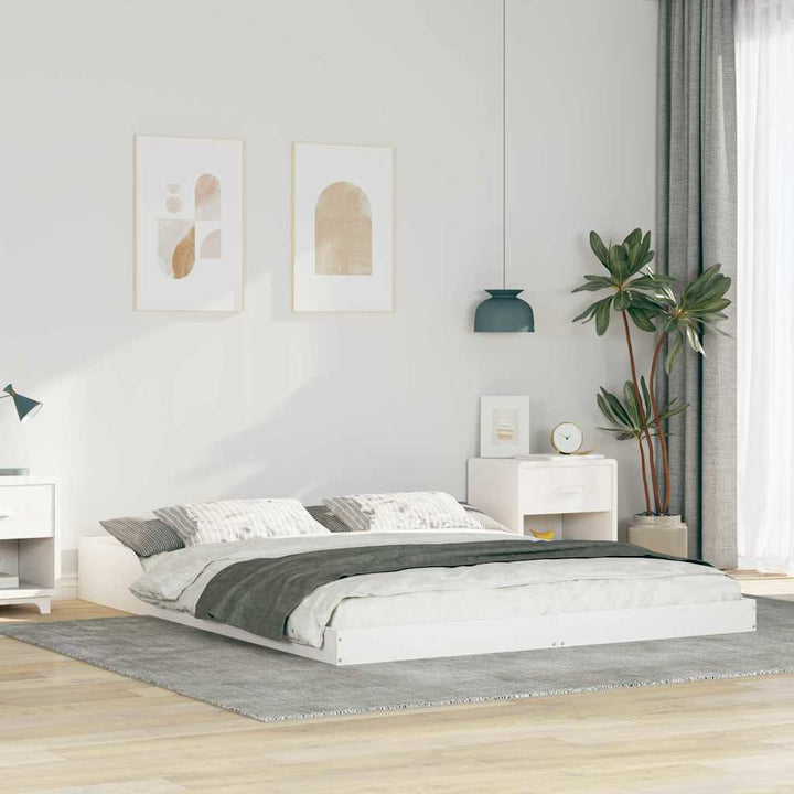 Sengestel Hvid 140 x 210 cm Massiv fyrretræ