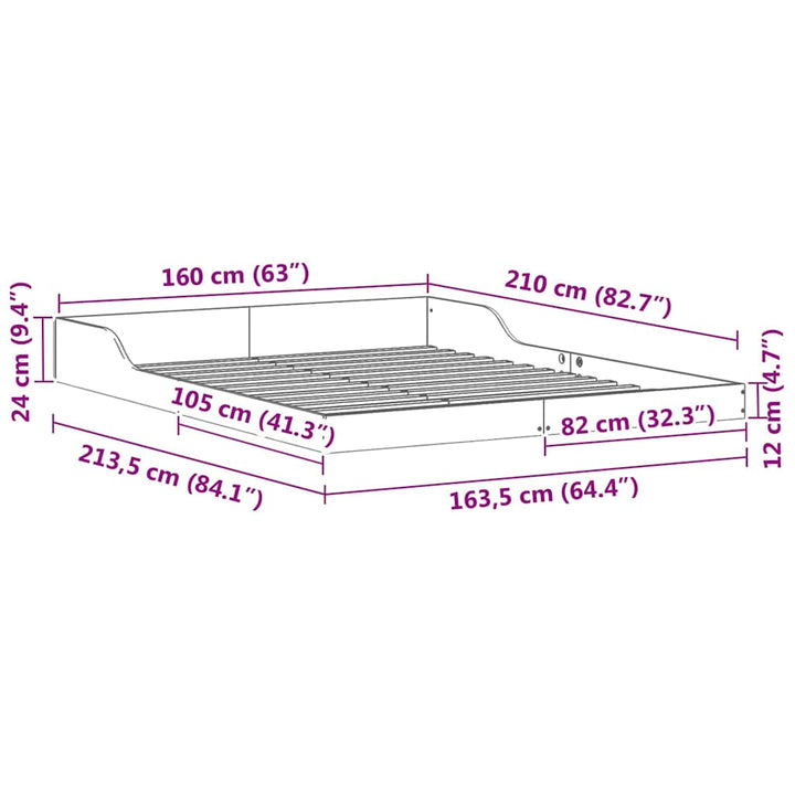 Sengestel Brun 160 x 210 cm Massiv fyrretræ