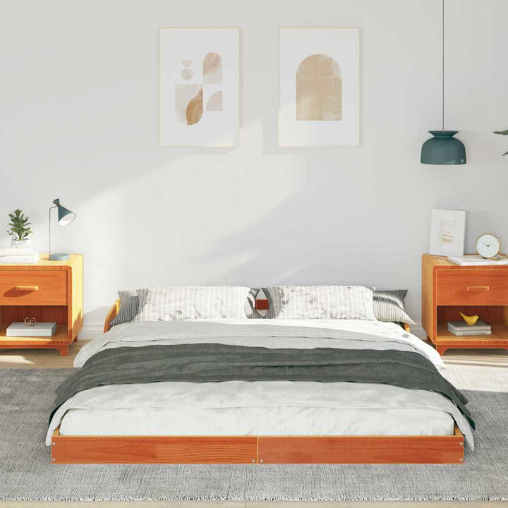 Sengestel Voks brun 160 x 210 cm Massiv fyrretræ
