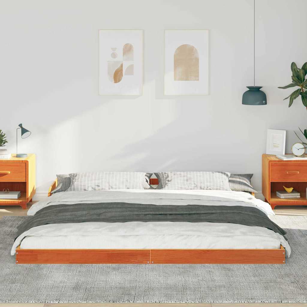 Sengestel Voks brun 180 x 210 cm Massiv fyrretræ