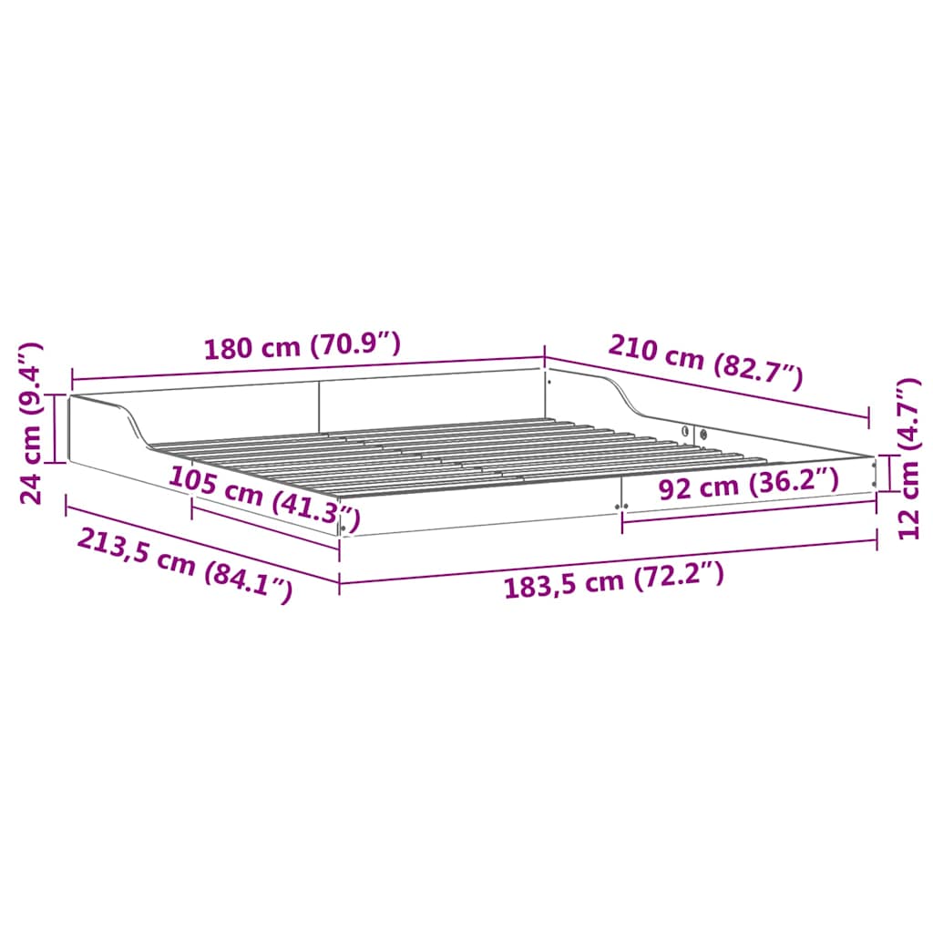 Sengestel Voks brun 180 x 210 cm Massiv fyrretræ