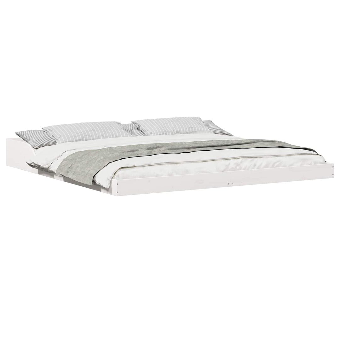 Sengestel Hvid 200 x 210 cm Massiv fyrretræ