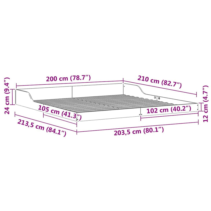 Sengestel Hvid 200 x 210 cm Massiv fyrretræ