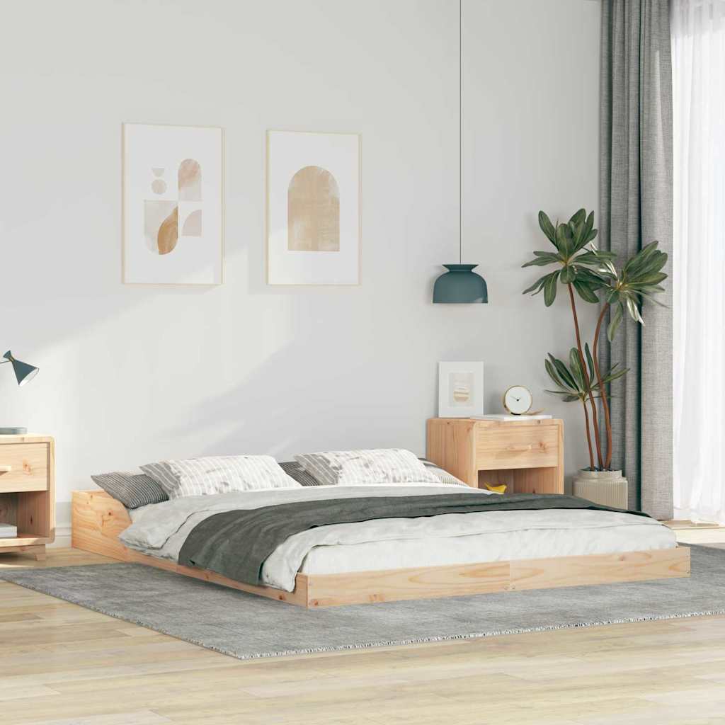 Sengestel Brun 140 x 220 cm Massiv fyrretræ