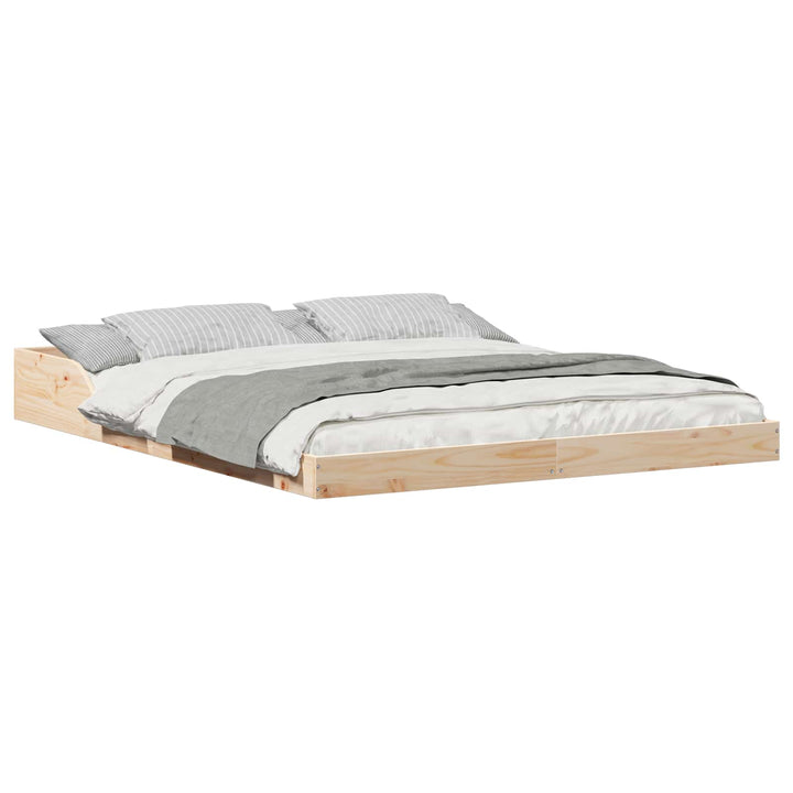 Sengestel Brun 140 x 220 cm Massiv fyrretræ