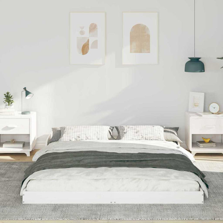 Sengestel Hvid 140 x 220 cm Massiv fyrretræ