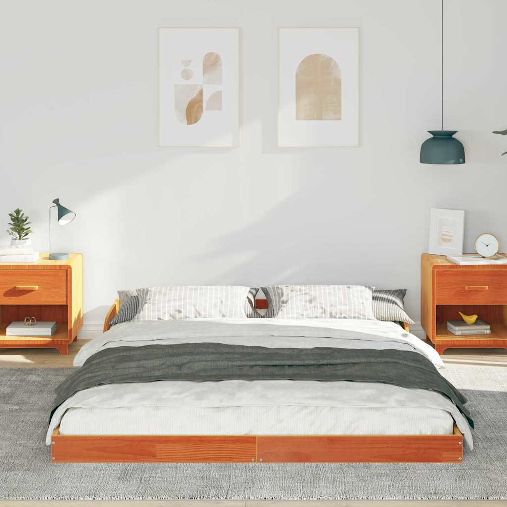 Sengestel Voks brun 160 x 220 cm Massiv fyrretræ