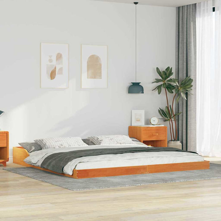 Sengestel Voks brun 180 x 220 cm Massiv fyrretræ