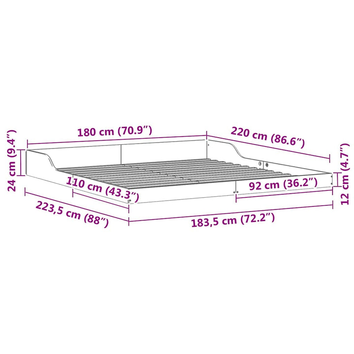 Sengestel Voks brun 180 x 220 cm Massiv fyrretræ