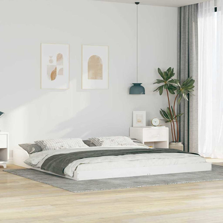 Sengestel Hvid 200 x 220 cm Massiv fyrretræ