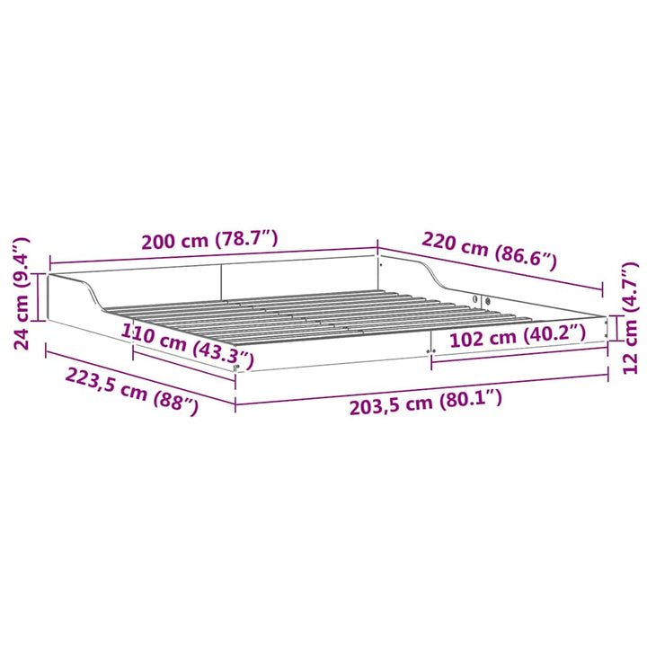 Sengestel Voks brun 200 x 220 cm Massiv fyrretræ