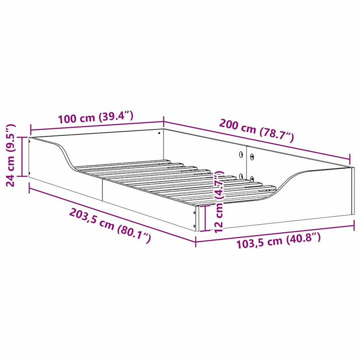 Sengestel Hvid 100 x 200 cm Massiv fyrretræ