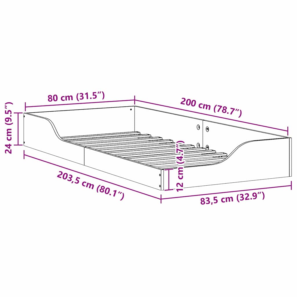 Sengestel Brun 80 x 200 cm Massiv fyrretræ