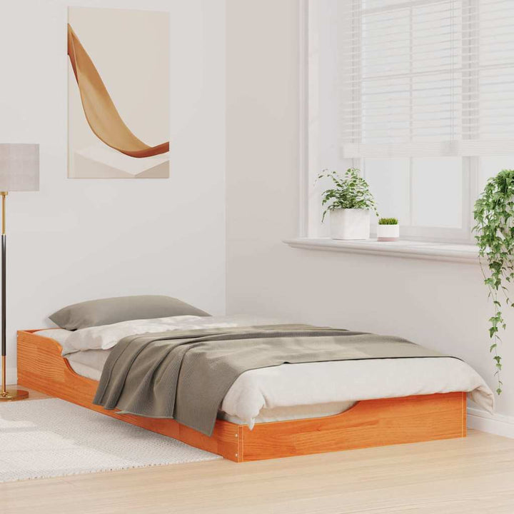 Sengestel Voks brun 80 x 200 cm Massiv fyrretræ
