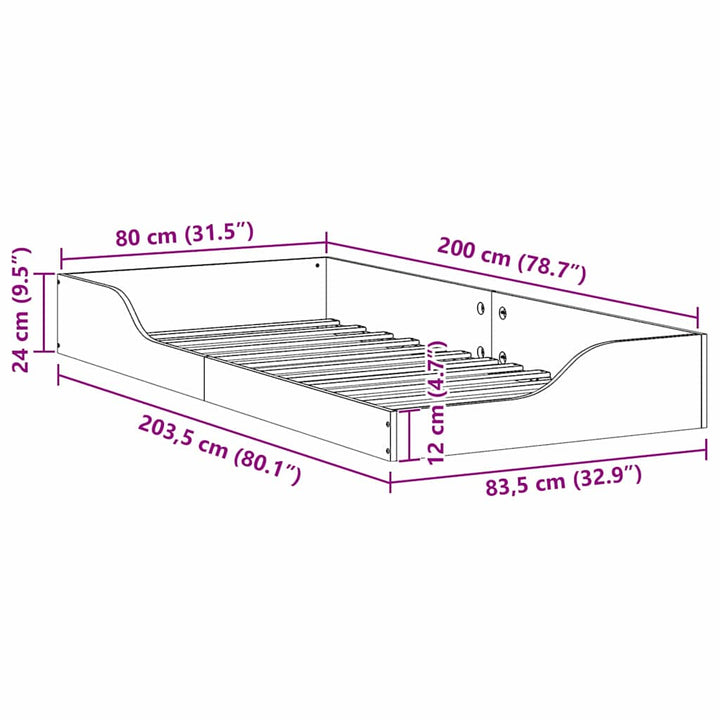 Sengestel Voks brun 80 x 200 cm Massiv fyrretræ
